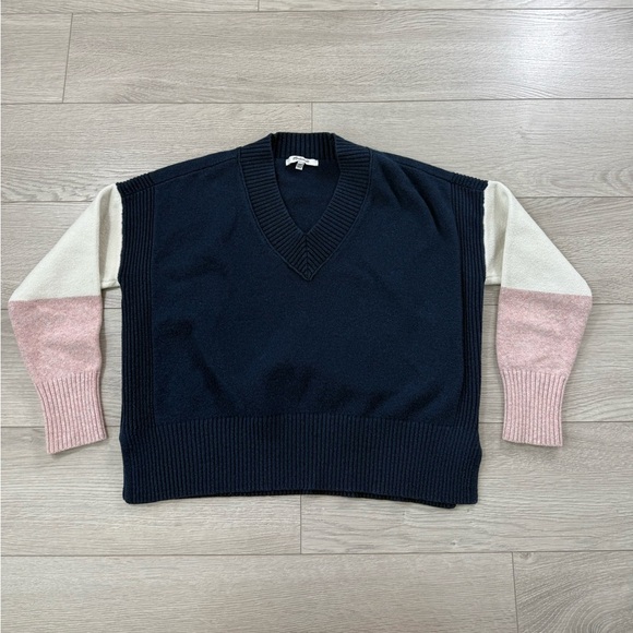 Madewell Colorblock Charleston V Neck Pullover Sweater - Picture 4 of 11